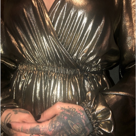 gold wraparound dress - Picture 3 of 8